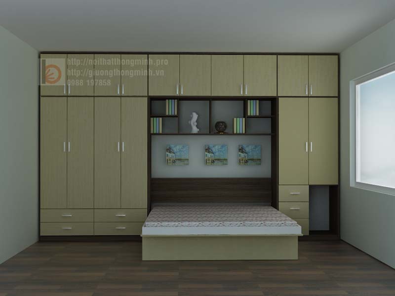 Giường tủ thông minh hiện đại cho nội thất sang trọng giuong tu thong minh 03