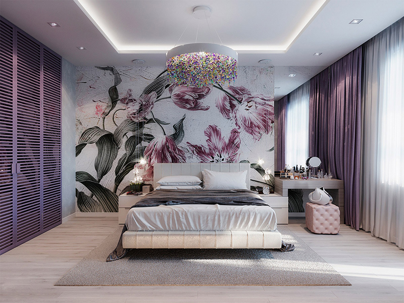 Mùa đông ấm áp với 5 cách trang trí nhà hiệu quả cool purple themed bedroom