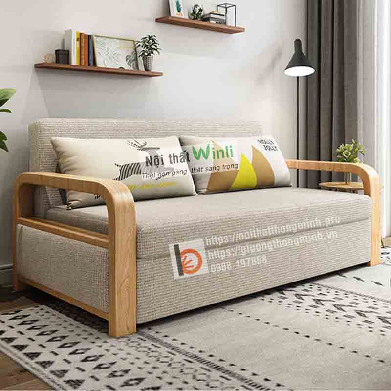 sofa giường gỗ nan sắt tay cong2 sofa giường gỗ nan sắt tay cong2