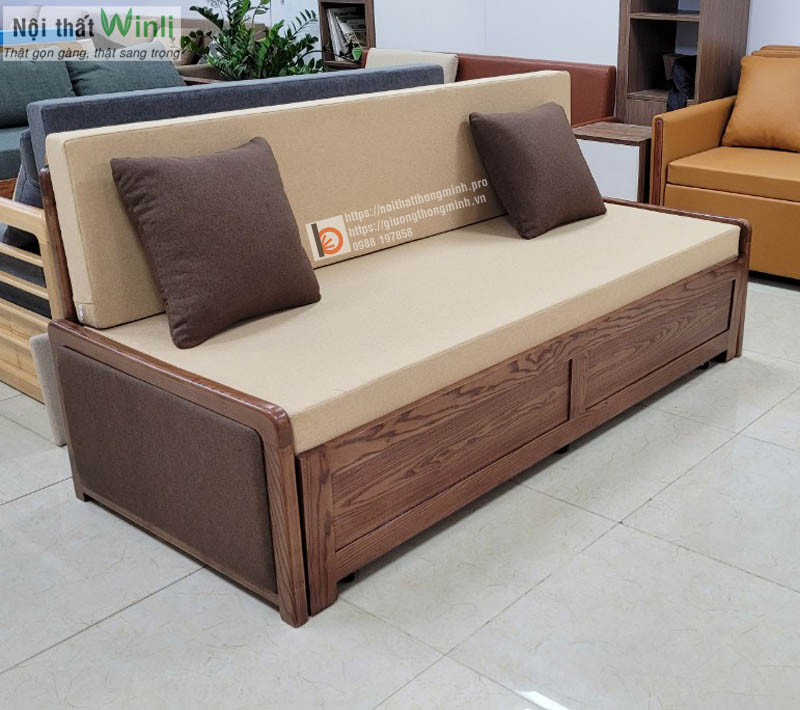sofa giường thông minh tay gỗ nỉ2-TGT sofa giường thông minh tay gỗ nỉ2 TGT