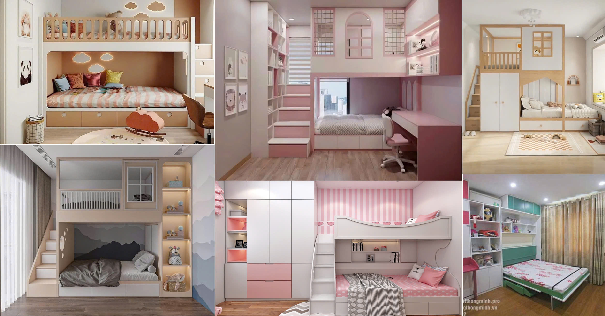 Thiết kế phòng ngủ 9m2 cho 2 bé khác giới chung phòng anh bia 13 mau